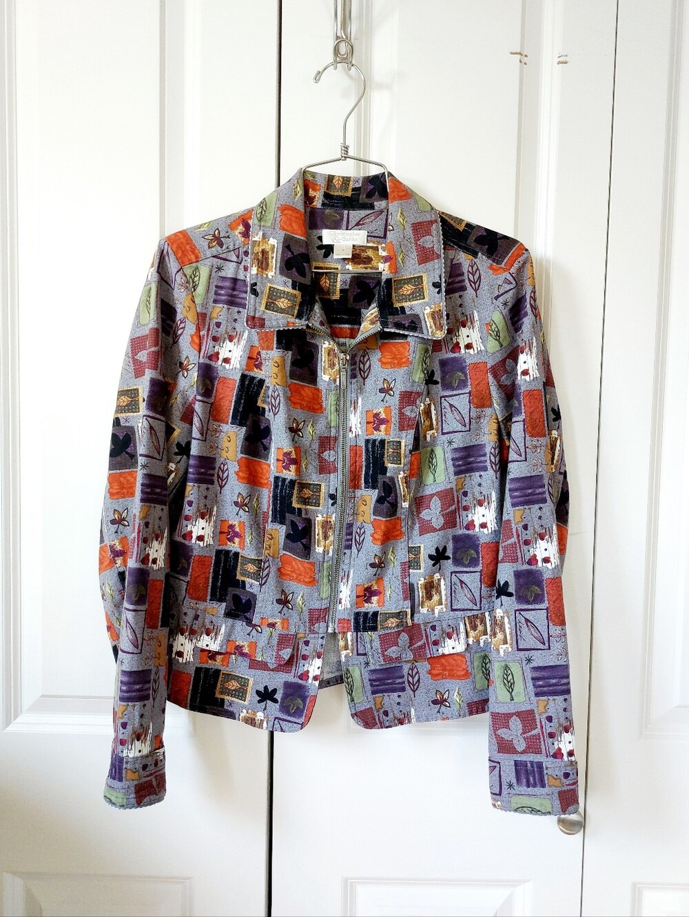 Autumn Leaf Jacket/ Zip Blazer Halloween Colors Small Christopher & Banks Granny